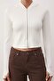Ecru Soft Touch Hooded Zippered Pocket Knitted Sweatshirt Twoaw26Sw00218 - 3