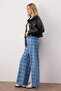 Blue Plaid Patterned High Waist Wide Leg Jeans Twoaw26Je00024 - 2