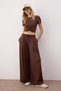 Brown Pleated Diver/Scuba Fabric Sports Knitted Sweatpants Thmaw26Ea00006 - 2