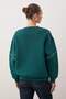 Emerald Green Thick Fleece Inside Slogan Embroidered Oversize Crew Neck Knitted Sweatshirt Twoaw26Sw00078 - 4