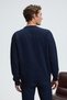 Tromso Men's Fluffy Soft Recycle Crew Neck Knitwear Navy Blue Sweater - 5