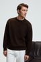 Tromso Men's Fluffy Soft Recycle Crew Neck Knitwear Brown Sweater - 2