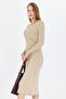 Women's Camel Drawstring Knitwear Dress 29104 - 2