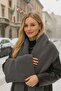 Gray Knitted Thick Women's Shawl - 45X210 cm