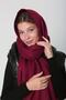 Burgundy Plain Tasseled Women's Scarf Shawl - 2