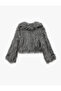Suni Faux Fur Coat Long Sleeve Shawl Collar Short - 4