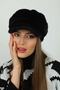 Black Soft Textured Plush Cap Women's Hat - 2