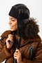 Black Faux Leather Pilot Women's Hat with Headphones - 5