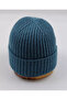 Petrol Blue Wool Corded Unisex Beret - 2