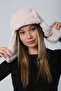 Beige Faux Fur Plush Women's Beret Hat with Earmuffs - 8