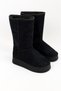 Black Suede Long Boots Uk Fur Lined Thick Sole Women's Boots - 4