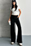 Women's Black Two Thread Elastic Waist Loose Wide Leg Sweatpants