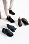 Men's Navy Blue Casual Gray-Suede Shoes - 4