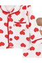 Girl's 0-6 Years Old Heart Printed, Double-Breasted Collar Seasonal Buttoned Nightgown Pajama Set - 6
