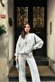 Women's Winter Pocket Detailed White Top and Bottom Set Tracksuit Set