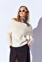 Stone Soft Textured Open Shoulder Madonna Collar Women's Sweater |   Ek100539428