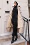 Fur Collar Lace-Up Waist Coat Beige 19269 - 3