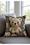 Gray Cute Teddy Bear Children's Room Themed Digital Printed Decorative 4-Piece Throw Pillow Cover - 2