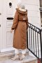Fur Collar Lace-Up Waist Coat Brown 19269 - 4