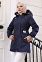 Zippered Hooded Coat Navy Blue 19270 - 2