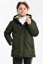 Khaki Boy's Winter Jacket - Detachable Hood, Windproof