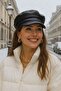 Black Leather Cap Women's Hat