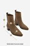 Women's Pointed Toe Double Elastic Thick Heeled Boots Zefina Brown Suede - 8