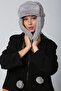 Gray Faux Fur Plush Women's Beret Hat with Earmuffs - 5