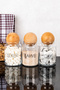 3 Pieces Wooden Ball Lid Transparent Labeled Tea & Sugar & Coffee Storage Container Jar 800 ml - 4