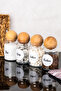 4-Piece Wooden Ball Jar with Lid Set Tea Sugar Coffee Salt Label Storage Container Jar 800ml - 6