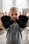 Black Color Paw Figured Plush Children's Gloves