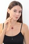 Women's Red Flower Elevator Steel Chain Necklace - Gold Color (Adjustable) - (with Surprise Gift) - 6
