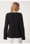 Women's Black 2 Button V Neck Sleeve Slit Loose Knitwear Cardigan - 4