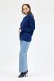 7045 Sleeve Knit Detail Stone Embellished Sweater Navy Blue - 7