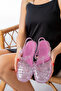Women's Shiny Transparent Black Silver Glitter Jelly Sandals