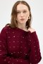 7045 Sleeve Knit Detail Stone Sweater Burgundy
