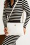 Women's Faux Leather Adjustable Crossbody Bag with 4 Compartments and Metal Zipper White Shoulder Bag - 3