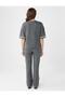 Anthracite Melange Crew Neck Knitted T-Shirt with Bead Detail at the Cuff - 5