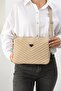 Faux Leather Quilted Patterned - Adjustable Cross Strap 3 Compartment Women's Shoulder Bag - 2