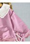 Girl's Embroidered Collar, Elastic Legs, Unprinted, Ruffle Detailed, Oversize, Two-Bottom-Top Children's Set - 5