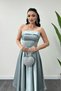 Satin Fabric Back Rope Detail Midi Dress - Mint Green - 3