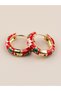 Marivelle Enamel Floral Pattern Vintage Hoop Earrings
