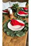 Aura 6 Pieces Stain-Resistant Green Ruffled Round American Serving Plate (Without Napkins) - 3