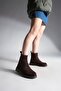 Women's Genuine Leather Elastic Side Band Bitter Brown Casual Boots Yestin Brown Suede - 6