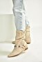V380519002 Beige Suede Flat Sole Comfortable Fit Women's Boots - 5
