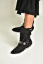 V380519002 Black Suede Flat Sole Comfortable Fit Women's Boots - 4