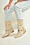 V380519002 Beige Suede Flat Sole Comfortable Fit Women's Boots - 3
