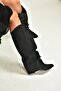 V846846001 Black Nubuck Thick Heeled Bellows Women's Boots - 2