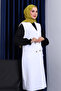 Ecru Buttoned Long Boucle Vest - 3