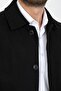 Men's Black Long Shirt Collar Overcoat & Cashmere Coat - 6